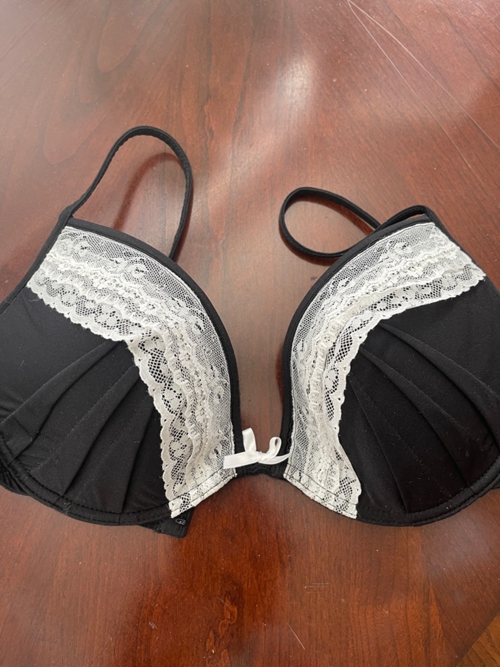 intimissimi Black Bra with White Lace Trim - Women Intimates 36